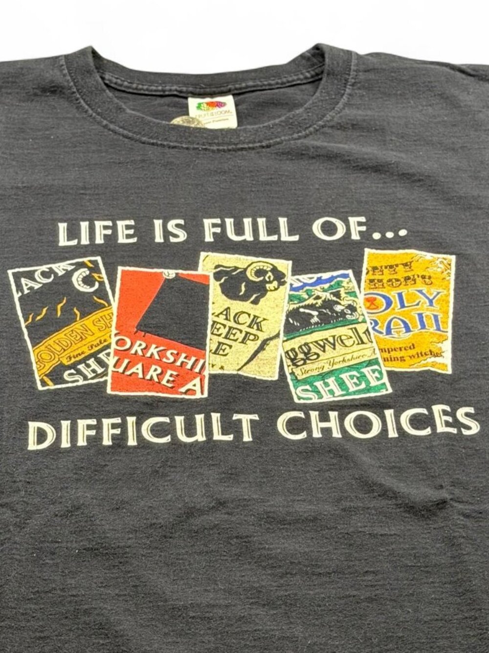 Vintage Y2K Black Sheep Brewery Difficult Choices Beer Tee XL